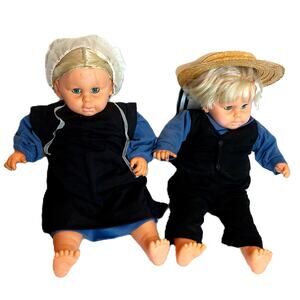 Vintage Amish Lifelike Child Dolls Girl And Boy READ
